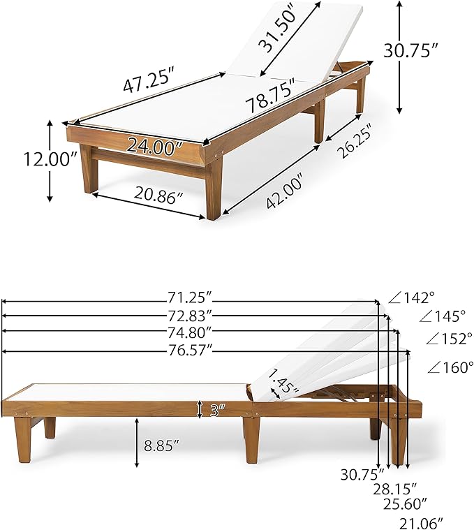 Christopher Knight Home Dina Set of 2 Chaise Lounge Chair Outdoor, Acacia Wood - Image 2