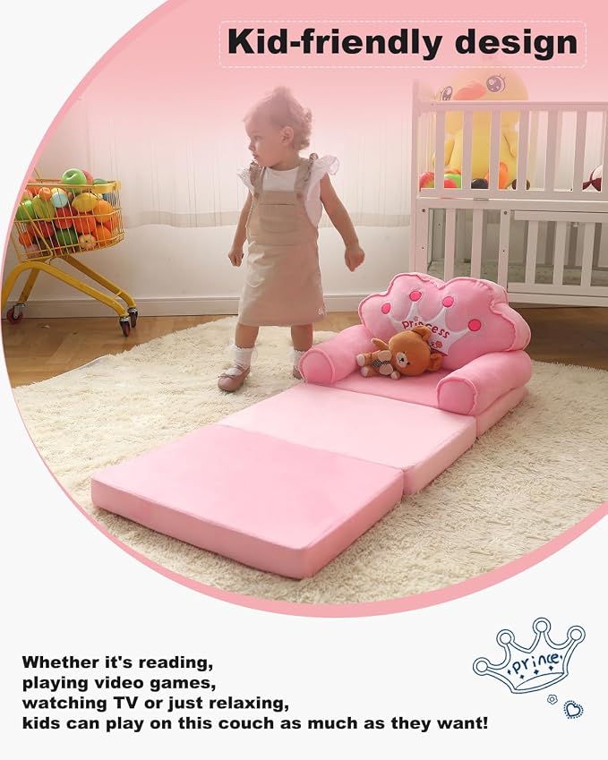 MOONBEEKI Kids Couch Fold Out, Foldable Princess Chair - Image 5