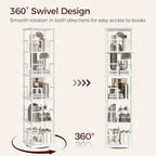 MAHANCRIS 5-Tier Rotating Bookshelf, Freestanding Corner Bookshelf, 360° - Image 4
