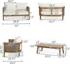Merax 5-Piece Outdoor Acacia Wood Wicker Conversation Set - Image 3