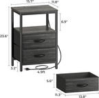 Huuger Nightstand with Charging Station, Fabric Drawers, End Table with Open - Image 6