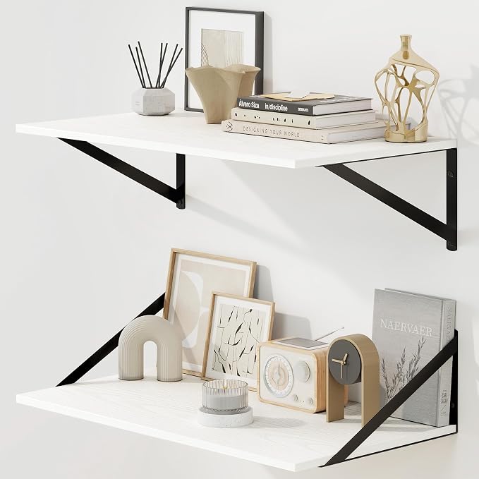 Fun Memories Floating Shelves for Wall, 12 Inch Deep Floating Shelves Set of 2 by FunMemories
