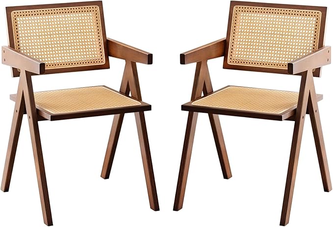 Furlide Rattan Accent Chairs, Modern Mid Century Dining Chairs Set of 2 by Furlide