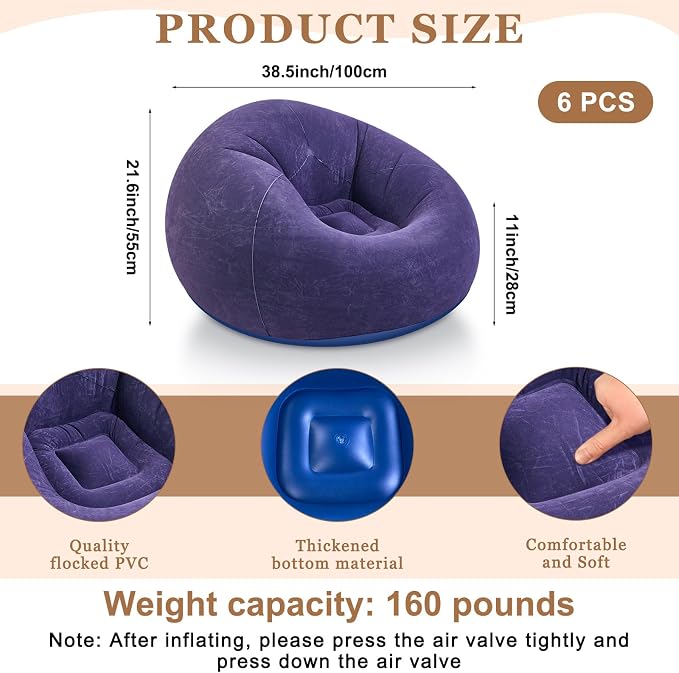 Realspring 6 9 12 Pcs Inflatable Bean Bag Chairs - Image 2