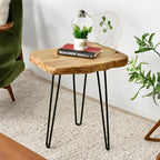 WELLAND Live Edge Cedar End Table, Unique Desktop Side Table, Natural Clear - Image 3