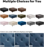 Tbfit Large Square Storage Ottoman Bench, Tufted Upholstered Coffee Table - Image 7
