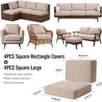 8Pcs Outdoor Cushion Covers, Stretch Patio Furniture Couch Chair Slipcovers | - Image 2