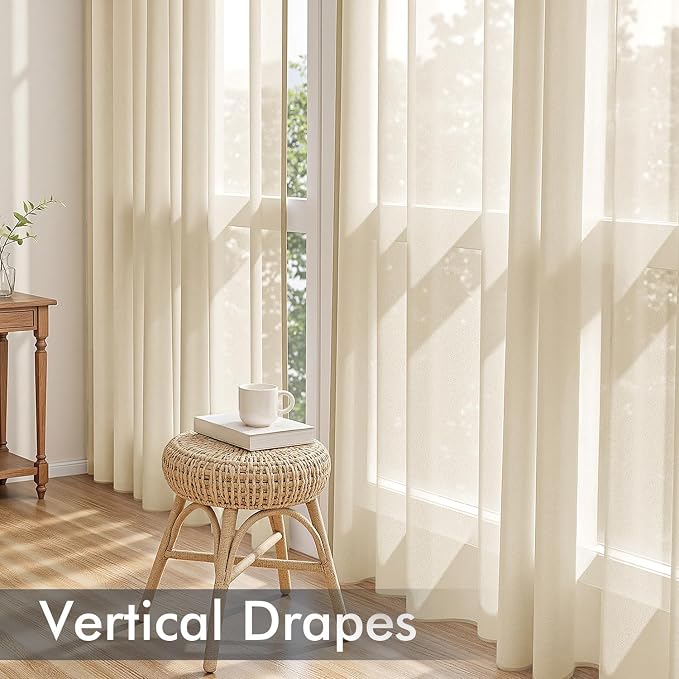 MIULEE Cream Sheer Curtains 84 Inches Long 4 Panels 42 x 84 Inches | Light - Image 5