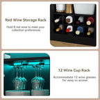 Wine Bar Cabinet with LED Light, Home Coffee Bar Cabinet with Wine and Glass - Image 7