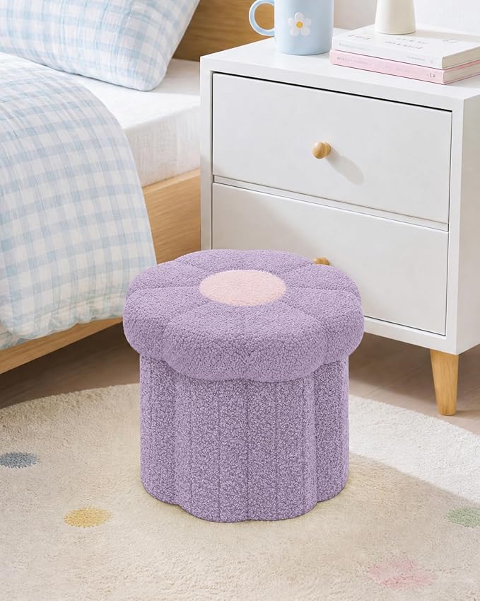 B FSOBEIIALEO Storage Ottoman Foldable, Sunflower Shaped Small Footrest - Image 7