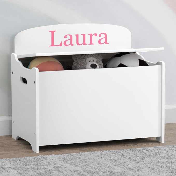 Delta Children Personalized MySize Deluxe Toy Box, Bianca White - Image 4