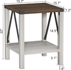 Treocho Farmhouse End Table Set of 2, Rustic Vintage Nightstand Side Table - Image 3
