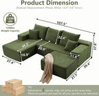 107" Comfy U-Shaped Sectional Modern Boneless Corduroy Couch - Image 2