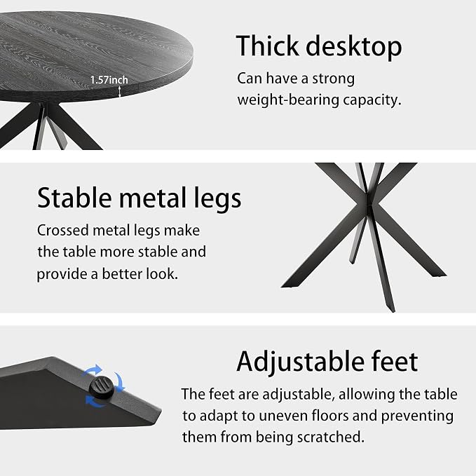 Zerifevni 45.3" Round Dining Table Set - Image 4