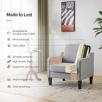 VINGLI Accent Chairs Set of 2 Gray Living Room Chairs Reading Chair - Image 5