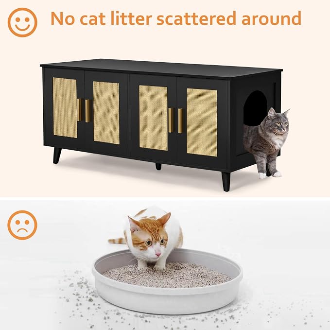 Homhedy Boho Cat Litter Box Enclosure - Image 8