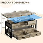 Memobarco 40" Lift Top Coffee Table, 4 in 1 Multi-Function Lift Coffee Tables - Image 2