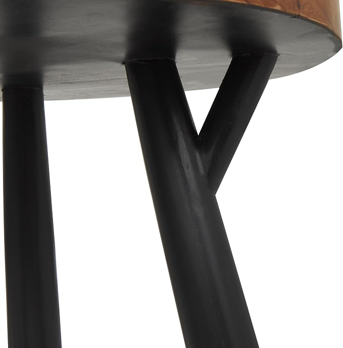Deco 79 Teak Wood Geometric Side End Accent Table Layered Circle End Table - Image 5