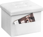 AmasSmile White Storage Ottoman Folding Foot Rest Stool by AmasSmile