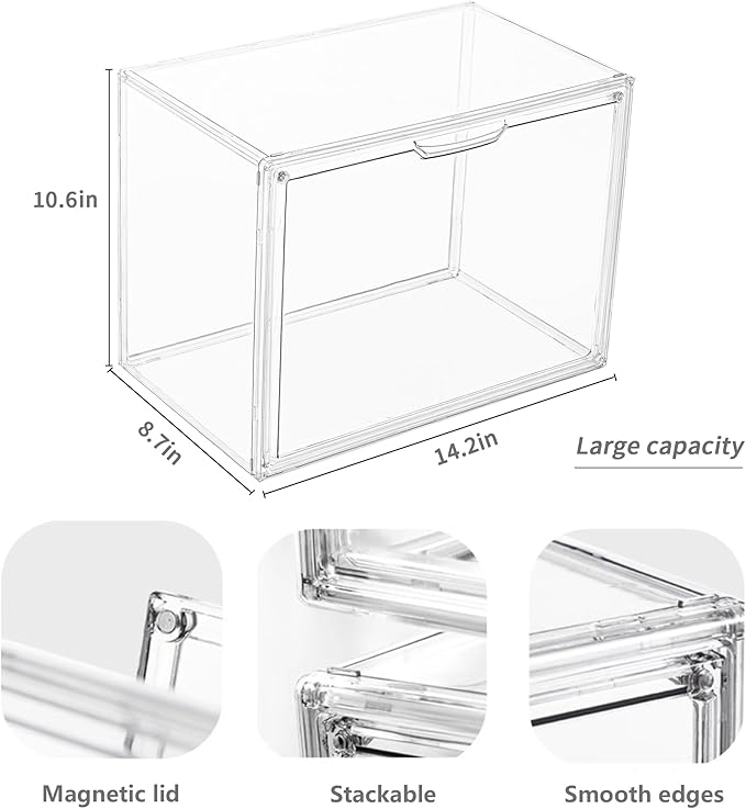 Clear Acrylic Display Case, Stackable Plastic Storage Bins - Image 2