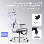 Office Chair with Footrest, Ergonomic Chair with 3D Headrest, Computer Chair - Image 8