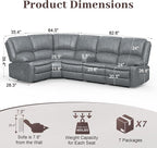 Yolsali Manual Reclining Sectional Sofa Set, 5 Seats 1+1+3 Leather Reclining - Image 2