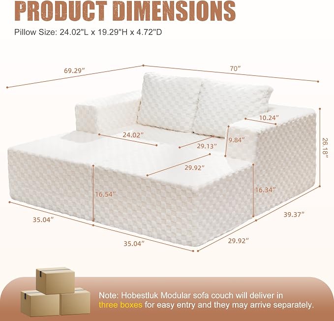 Hobestluk Modular Sectional Sofa Memory Foam Couch Sofa Bed Loveseat - Image 2