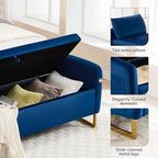 65" Storage Bench for Bedroom, Velvet End of Bed Bench, King Size Bed Benches - Image 4