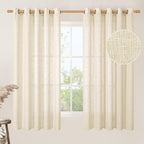 Linen Semi Sheer Curtains 63 inch Long by LAMIT