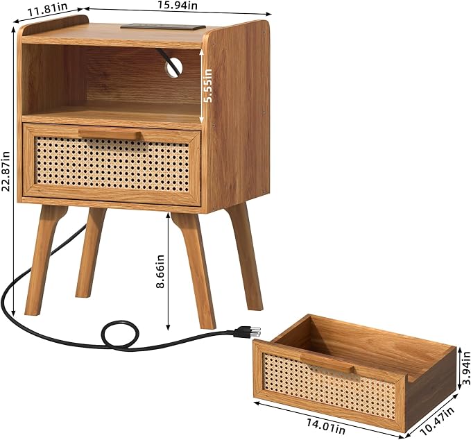 Lerliuo Rattan Nightstands Set of 2 - Image 3