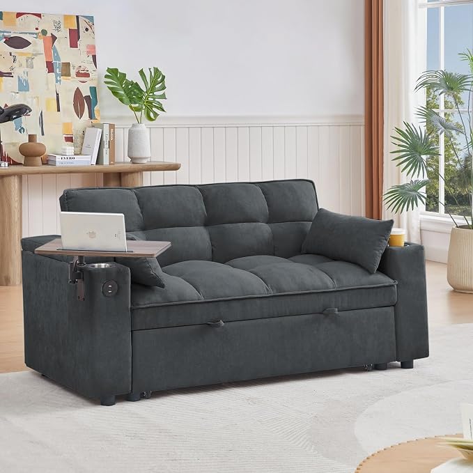 oaaktu 65''Convertible Sleeper Sofa Bed, 3-in-1 Pull Out Couch Bed - Image 3
