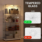 Display Cabinet with Light, Glass Door and Lock, 4-Shelf Fast Installation in - Image 6