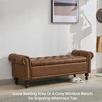 SOFTHION 58.1" Storage Bench Upholstered PU Leather End of Bedroom Bed Bench - Image 7