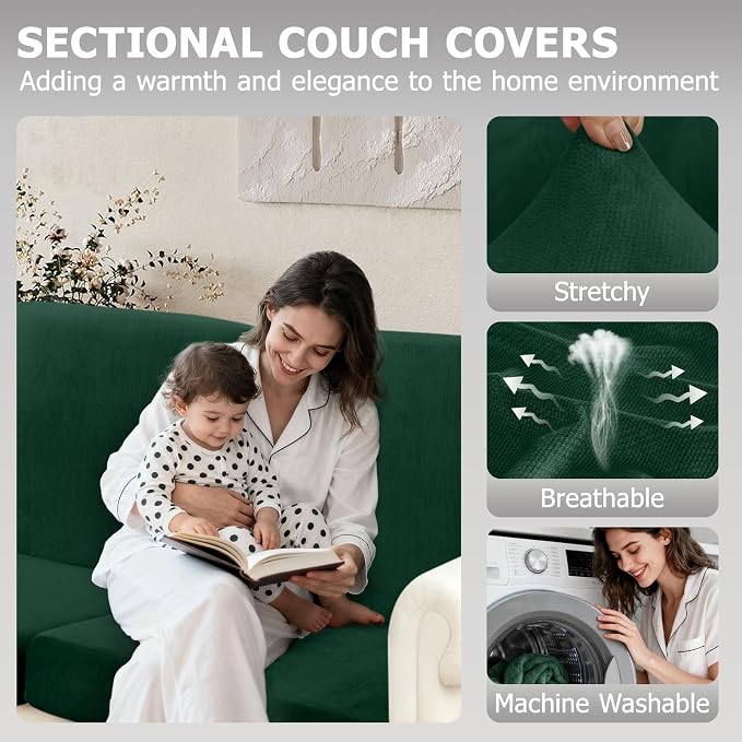 Arfntevss Sectional Couch Covers L Shape Couch Cushion Covers Slipcovers Fitted - Image 2