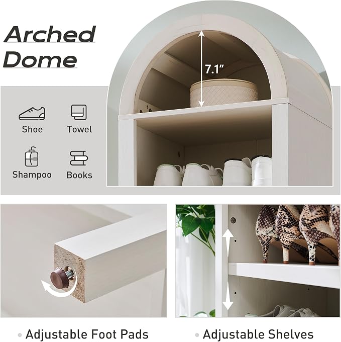 IFGET 71" Tall Arched Bookshelf, 8 Tiers Arch Bookcase - Image 3