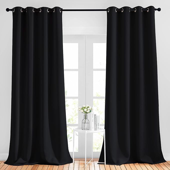 NICETOWN Blackout Black Curtains 102 inches Long 2 Panels Burg, Grommet Thermal by NICETOWN