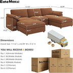 EASE MOOSE Modular Sectional Couch, Oversized Deep Seat U Shape Sectional Couch - Image 2