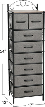 Household Essentials Ashwood & Iron Eight-Drawer Dresser Tower - Image 3