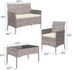 4-Piece Outdoor Furniture Set, PE Rattan Wicker Chairs - Image 2