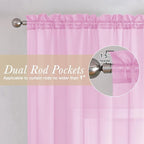 Light Pink Sheer Curtains 36 Inch Length 2 Panels, Elegant Voile Cafe Short - Image 2