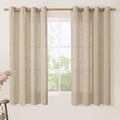 Linen Blended Window Curtains 63 inch Length by LAMIT