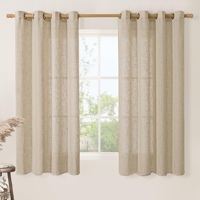 Semi Sheer Linen Curtains 60 Inch Length by LAMIT