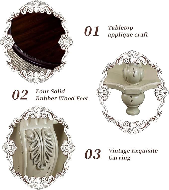 LKTART Oval Coffee Tables for Living Room, Round Vintage Coffee Table - Image 6