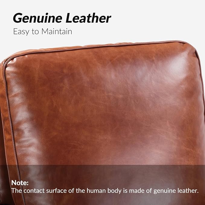 HULALA HOME Genuine Leather Manual Recliner Chairs Set of 2 - Image 3
