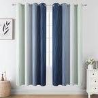 Sage Green and Navy Blue Ombre Blackout Curtains - Image 2