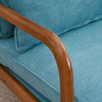 VINGLI Linen Teal Comfy Accent Chair, Mid Century Modern Lounge Armchair - Image 8