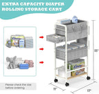 LIDTOP 2In1 Diaper Caddy & 4-Tier Rolling Diaper Cart, Diaper Caddy Organizer - Image 2