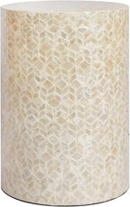 PEMAR Capiz Shell Cylinder Drum End Table Nacre Side Table Stool Round Drum by PEMAR