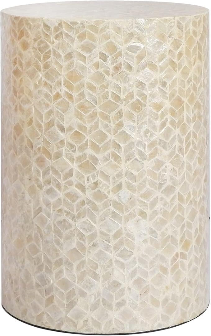 PEMAR Capiz Shell Cylinder Drum End Table Nacre Side Table Stool Round Drum by PEMAR