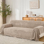 Fuzzy Brown Couch Cover for Sectional Sofa, Sofa Slipcover for 2 Cushion Couch - Image 2